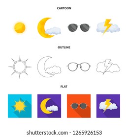 Isolated object of weather and climate icon. Collection of weather and cloud stock symbol for web.