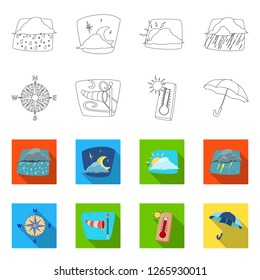 Isolated object of weather and climate icon. Collection of weather and cloud vector icon for stock.