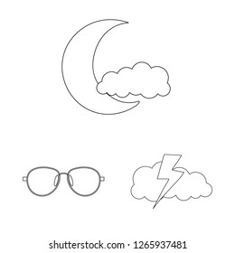 Isolated object of weather and climate icon. Set of weather and cloud stock vector illustration.