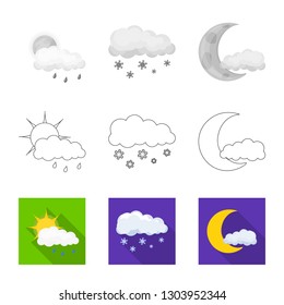 Isolated object of weather and climate icon. Set of weather and cloud stock vector illustration.