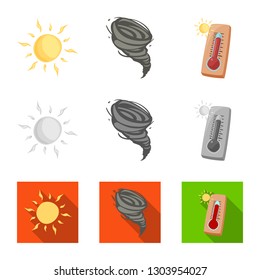 Isolated object of weather and climate icon. Set of weather and cloud stock symbol for web.