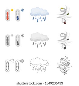 Isolated object of weather and climate icon. Collection of weather and cloud stock vector illustration.