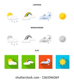 Isolated object of weather and climate icon. Collection of weather and cloud stock vector illustration.