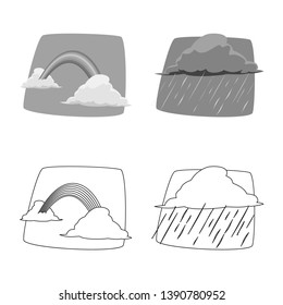Isolated object of weather and climate icon. Set of weather and cloud stock vector illustration.