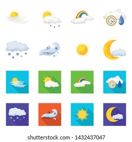Isolated object of weather and climate icon. Set of weather and cloud stock vector illustration.