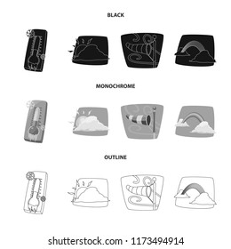 Isolated object of weather and climate logo. Set of weather and cloud stock symbol for web.