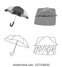 Isolated object of weather and climate logo. Collection of weather and cloud stock symbol for web.
