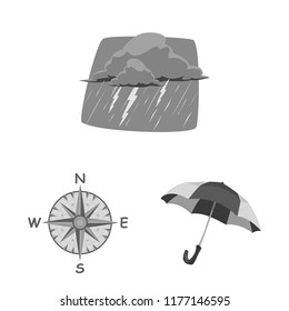 Isolated object of weather and climate logo. Set of weather and cloud stock symbol for web.