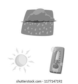Isolated object of weather and climate logo. Collection of weather and cloud stock vector illustration.