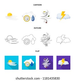Isolated object of weather and climate logo. Collection of weather and cloud stock symbol for web.