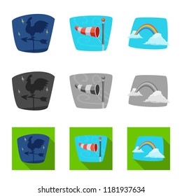 Isolated object of weather and climate logo. Collection of weather and cloud stock symbol for web.