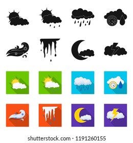 Isolated object of weather and climate logo. Set of weather and cloud stock symbol for web.