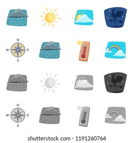 Isolated object of weather and climate logo. Collection of weather and cloud vector icon for stock.