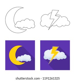 Isolated object of weather and climate logo. Set of weather and cloud stock vector illustration.