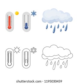 Isolated object of weather and climate logo. Collection of weather and cloud vector icon for stock.