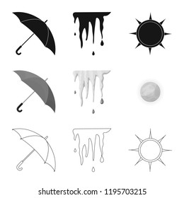 Isolated object of weather and climate logo. Set of weather and cloud vector icon for stock.