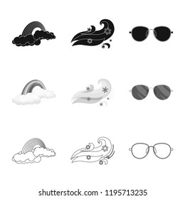 Isolated object of weather and climate logo. Set of weather and cloud vector icon for stock.