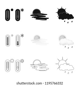 Isolated object of weather and climate logo. Collection of weather and cloud vector icon for stock.