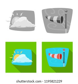 Isolated object of weather and climate logo. Set of weather and cloud stock vector illustration.