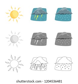 Isolated object of weather and climate logo. Collection of weather and cloud vector icon for stock.