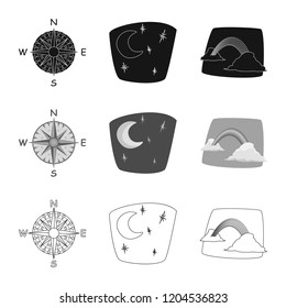 Isolated object of weather and climate logo. Set of weather and cloud vector icon for stock.