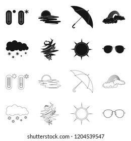 Isolated object of weather and climate logo. Set of weather and cloud vector icon for stock.
