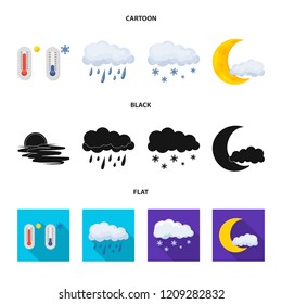 Isolated object of weather and climate logo. Set of weather and cloud stock symbol for web.