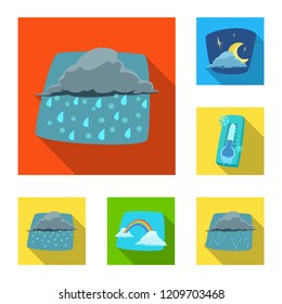 Isolated object of weather and climate logo. Set of weather and cloud stock symbol for web.