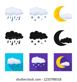 Isolated object of weather and climate logo. Collection of weather and cloud vector icon for stock.