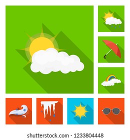 Isolated object of weather and climate logo. Set of weather and cloud vector icon for stock.