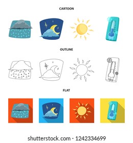 Isolated object of weather and climate logo. Collection of weather and cloud stock symbol for web.