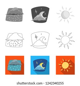 Isolated object of weather and climate logo. Collection of weather and cloud stock vector illustration.