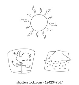 Isolated object of weather and climate logo. Collection of weather and cloud stock vector illustration.