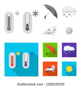 Isolated object of weather and climate logo. Set of weather and cloud vector illustration.