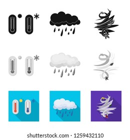 Isolated object of weather and climate logo. Collection of weather and cloud stock vector illustration.