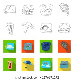 Isolated object of weather and climate logo. Set of weather and cloud vector icon for stock.