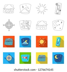 Isolated object of weather and climate logo. Collection of weather and cloud stock symbol for web.