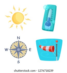 Isolated object of weather and climate logo. Collection of weather and cloud stock vector illustration.