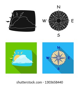 Isolated object of weather and climate logo. Collection of weather and cloud stock vector illustration.