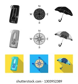 Isolated object of weather and climate logo. Set of weather and cloud stock vector illustration.