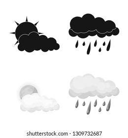 Isolated object of weather and climate logo. Set of weather and cloud vector icon for stock.