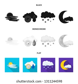 Isolated object of weather and climate logo. Set of weather and cloud stock symbol for web.