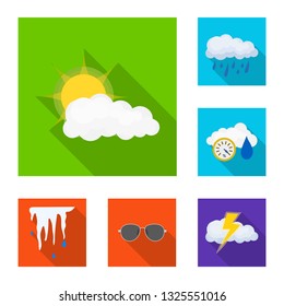 Isolated object of weather and climate logo. Collection of weather and cloud stock vector illustration.