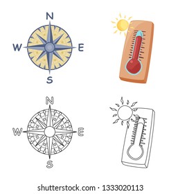 Isolated object of weather and climate logo. Set of weather and cloud stock vector illustration.