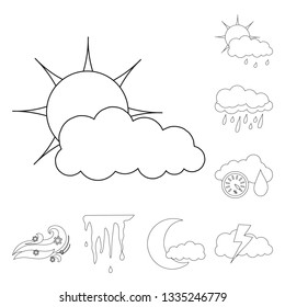 Isolated object of weather and climate logo. Collection of weather and cloud vector icon for stock.