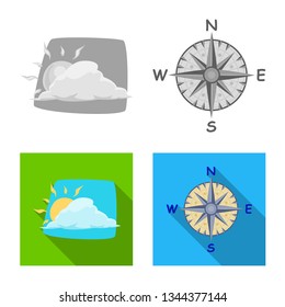 Isolated object of weather and climate logo. Collection of weather and cloud vector icon for stock.