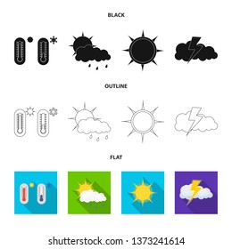 Isolated object of weather and climate logo. Set of weather and cloud stock symbol for web.