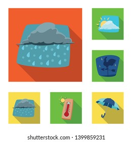 Isolated object of weather and climate logo. Set of weather and cloud stock symbol for web.
