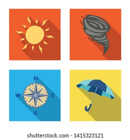 Isolated object of weather and climate logo. Collection of weather and cloud stock vector illustration.
