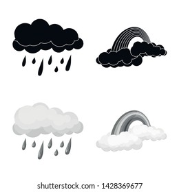 Isolated object of weather and climate logo. Collection of weather and cloud stock symbol for web.